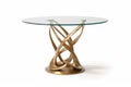 Modern Art-inspired Glass Dining Table: Sleek Elegance with Sculptural Metal Base