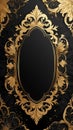 Crafted Elegance Black & Gold Wooden Carved Frame Greeting Design