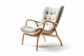 Sleek and Stylish: Retro-Inspired Lounge Chair with Curved Plywood Frame on White Background