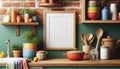 Elevate Your Kitchen Style! Vibrant Vertical Wall Art Mockup for Personalized Culinary Spaces Royalty Free Stock Photo