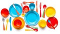 Vibrant Disposable Plastic Utensils Colorful Foodserviceware for Parties Picnics and Events Royalty Free Stock Photo
