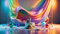 Stunning Pet Video Backgrounds Rainbow Gradient 3D Floating Objects and Dynamic Water Effects for Engaging Pet Videos Royalty Free Stock Photo