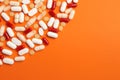 Medical Pills and Capsules Isolated on Colorful Background AI Generated Illustration