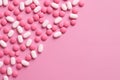 Medical Pills and Capsules Isolated on Colorful Background AI Generated Illustration