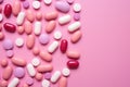 Medical Pills and Capsules Isolated on Colorful Background AI Generated Illustration