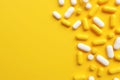 Medical Pills and Capsules Isolated on Colorful Background AI Generated Illustration