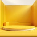 Elevate Your Product Yellow Podium Showcase Mockup Royalty Free Stock Photo
