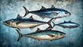Stunning Seafood Packaging Designs HandDrawn Fish Illustrations Modern Typography for Tuna Herring Anchovy and Mackerel Royalty Free Stock Photo