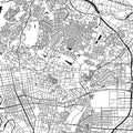 Sendai, Japan City Monochrome Black and White Minimalist Street Road Aesthetic Decoration Map