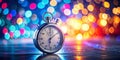 Modern Countdown Stopwatch Icon on Bokeh Background Perfect PNG for Web Design Timers and Clocks