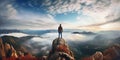 Elevated Aspirations, A Man Standing on an Inspiring Landscape, Ideal for Achievement Themes