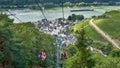 Elevated Chairlift View of the Rhine River, Germany Royalty Free Stock Photo