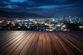 Elevated cityscape Wooden plank view above Phuket town in the nocturnal ambiance