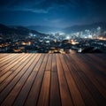 Elevated cityscape Wooden plank view above Phuket town in the nocturnal ambiance