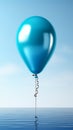 Elevated delight a solitary blue balloon floats against a clean white backdrop