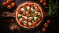 Elevated Gourmet Pizza: Fusion of Color and Flavor from Above