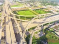 Elevated highway intersection near uptown Houston, Texas, USA Royalty Free Stock Photo