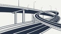 Elevated Highway Overpass Concrete Structure Vector, vector design Generative AI Royalty Free Stock Photo