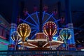 Elevated illuminated air balloon carousel indoor playground Royalty Free Stock Photo