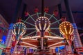 Elevated illuminated air balloon carousel indoor playground Royalty Free Stock Photo