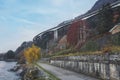 Elevated Motorway near Lake Geneva, Veytaux and Montreux - Canton of Vaud, Switzerland Royalty Free Stock Photo