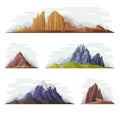 Elevated Mountain Peak and Summit with Bedrock Vector Set