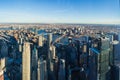 Elevated panorama view of the skyline of Manhattan in New York City
