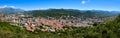 Elevated panoramic view of the city of Gap in the Hautes-Alpes in Summer. Alps, France