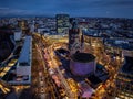 Elevated, panoramic view of the illuminated Breitscheidplatz in Berlin during Christmas