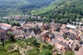 Elevated panoramic view of medieval village in Alsace France Royalty Free Stock Photo