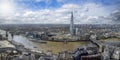 Elevated, panoramic view of the modern skyline of London, United Kingdom