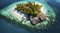 Elevated Paradise - Experiencing an Exotic Island\'s Charm from the Sky. Generative AI