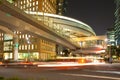 Elevated pathway and Yurikamome monorail at Shiodome Area in Shimbashi, Tokyo Royalty Free Stock Photo