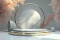Elevated product display podium in 3D with captivating abstract background