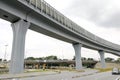 Elevated rail train track with sound barrier wall reduce noise Royalty Free Stock Photo