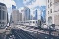 Elevated railway train in Chicago Royalty Free Stock Photo