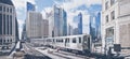 Elevated railway train in Chicago Royalty Free Stock Photo