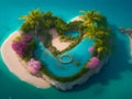 Elevated Romance: Breathtaking Top-View Love Island Scene