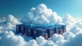 Elevated servers amidst a sea of clouds a conceptual representation of modern data storage and cloud computing infrastructure. Royalty Free Stock Photo