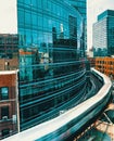 Elevated train curving through Chicago Royalty Free Stock Photo