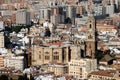 Elevated view of the Cathedral and city buildings, Malaga, Spain.