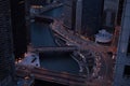 Elevated view of Chicago river and Wacker Drive. Royalty Free Stock Photo