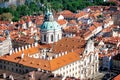 Elevated view of The Church of Saint Nicholas. Lesser Town, Prague, Czech Republic Royalty Free Stock Photo