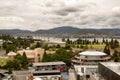 Elevated view of city buildings of Hobart, capital city of Tasmania, looking towards the Derwent River Royalty Free Stock Photo