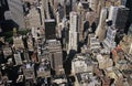 Elevated view of city with skyscrapers