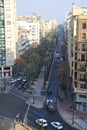 Elevated view of the city of Valencia, at the intersection of Gran Via with Avenida Reino de Valencia