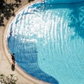 Close up outdoor swimming pool with clear clean water