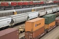 Elevated view of freight cars Royalty Free Stock Photo