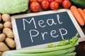 Meal Preparation Words On Slate With Vegetables Royalty Free Stock Photo