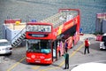 Red Sightseeing tour bus, Gozo. Royalty Free Stock Photo
